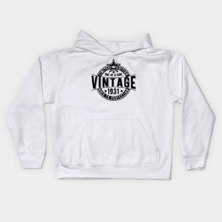 90th birthday idea vintage retro badge born in 1931 Kids Hoodie